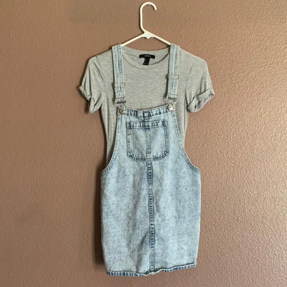 Denim Overall Mini Dress with bodysuit
